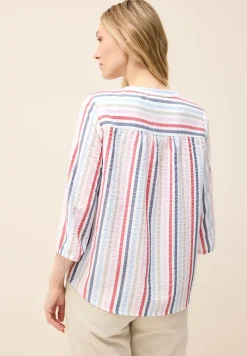 Gestreepte blouse met gespleten hals