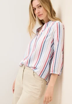 Gestreepte blouse met gespleten hals