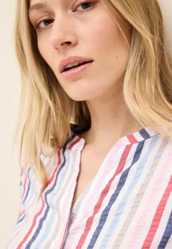 Gestreepte blouse met gespleten hals