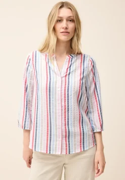 Gestreepte blouse met gespleten hals