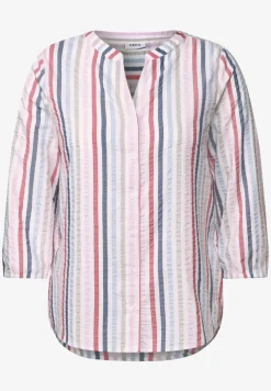 Gestreepte blouse met gespleten hals