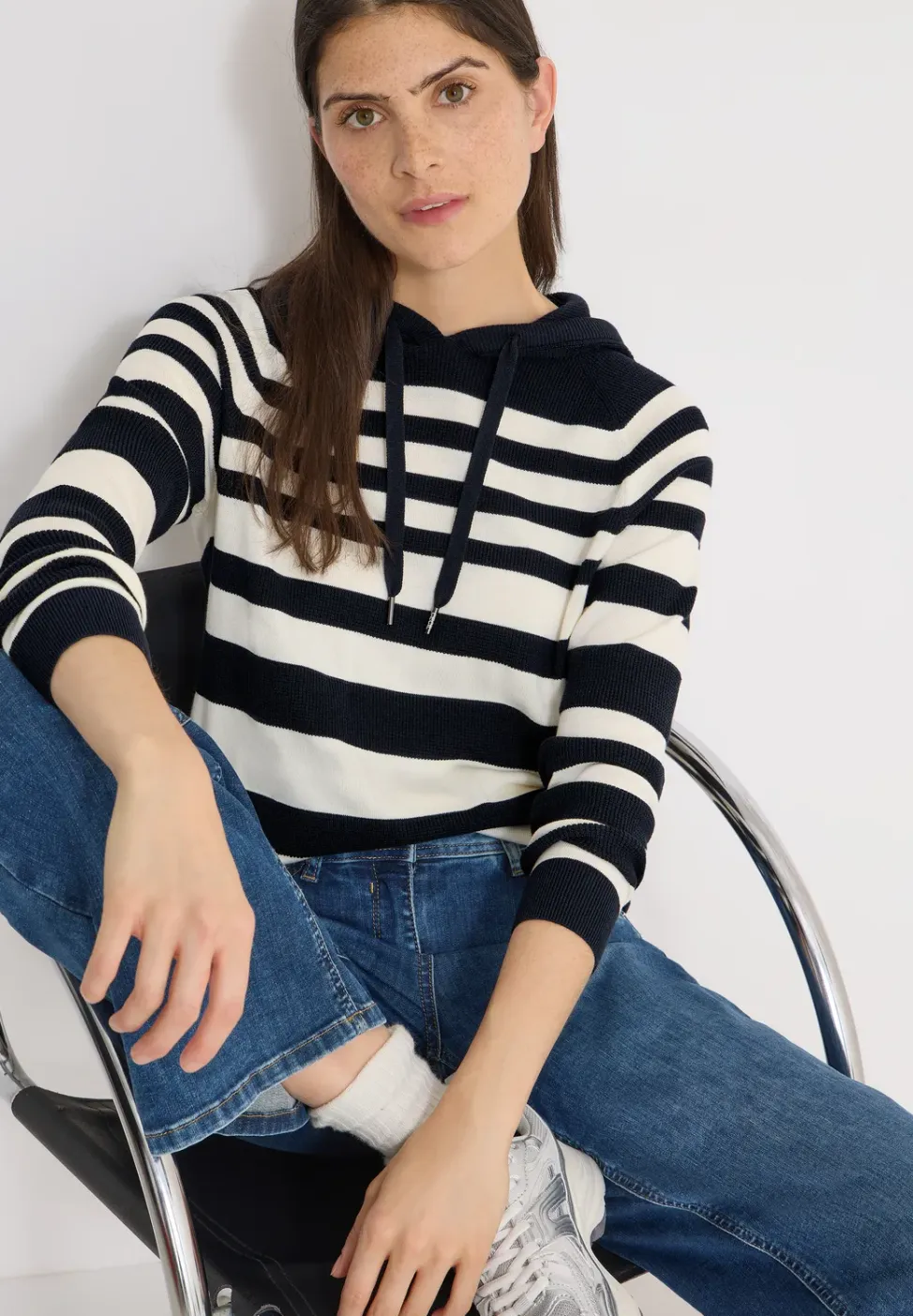 Gestreepte hoodie met structuur