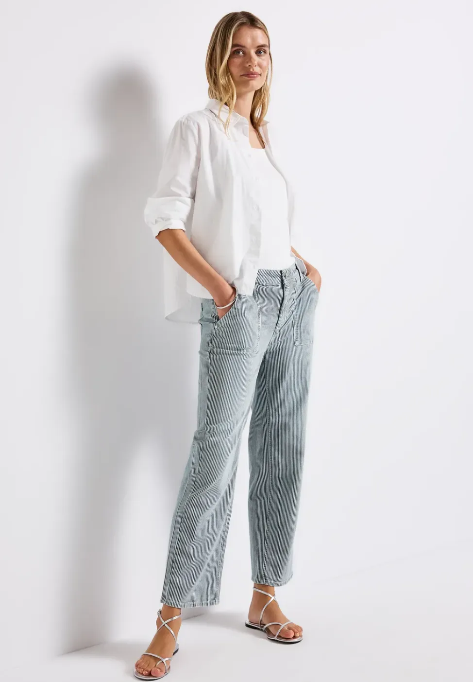 Gestreepte jeans