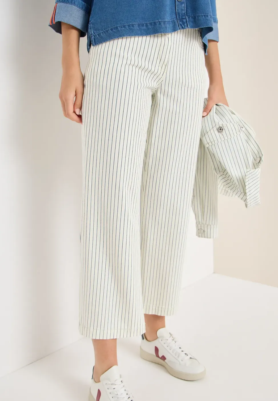 Gestreepte jeans met Wide Legs