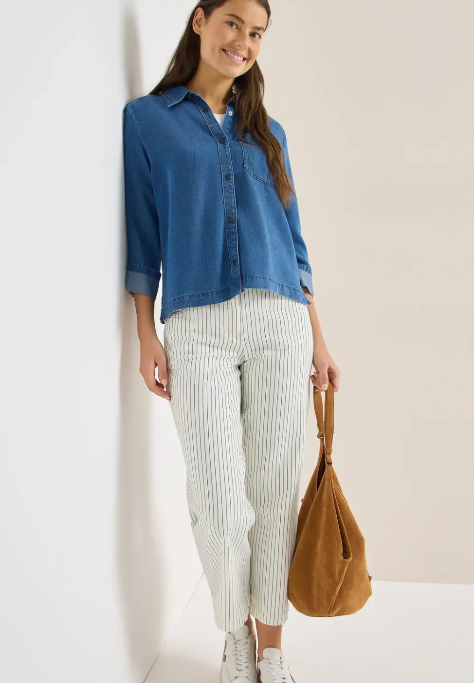 Gestreepte jeans met Wide Legs