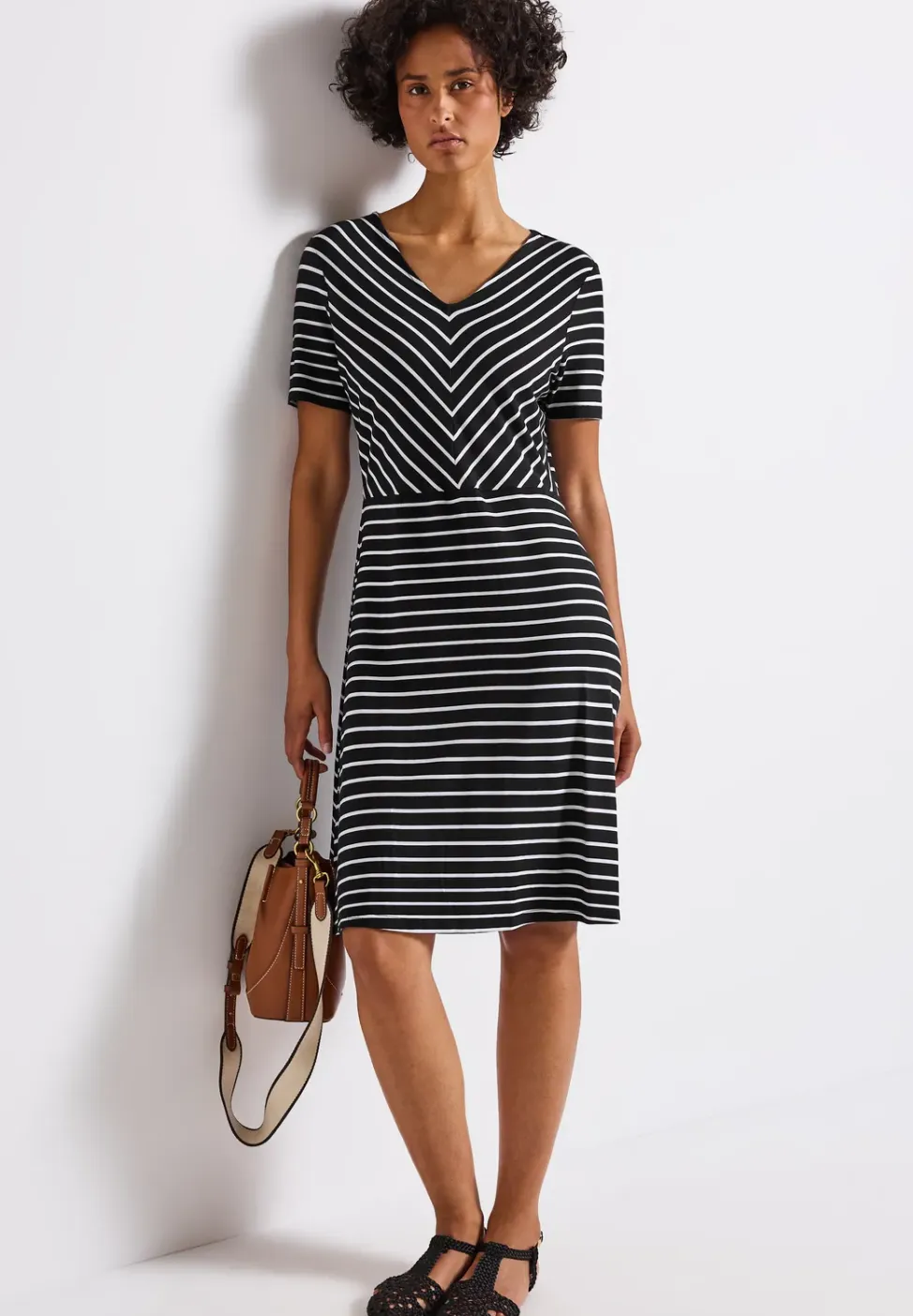 Gestreepte jersey jurk