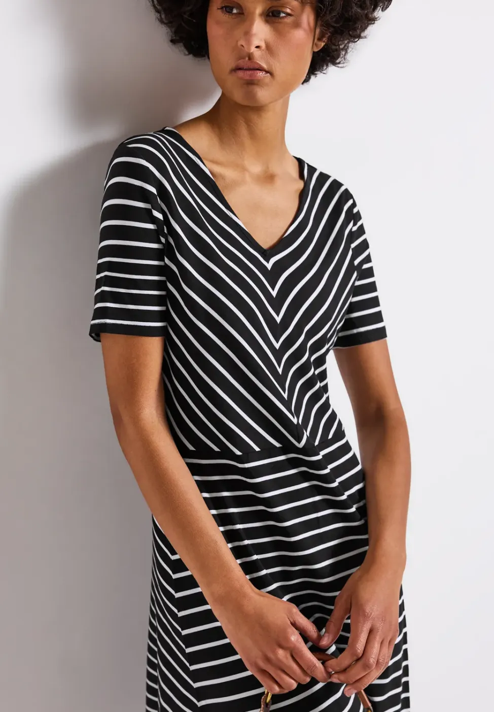 Gestreepte jersey jurk