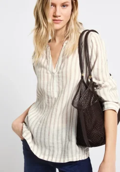 Gestreepte linnen blouse