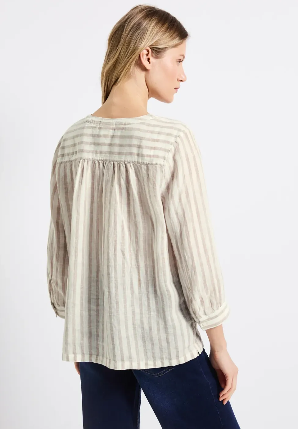 Gestreepte linnen blouse