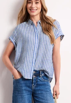 Gestreepte linnen blouse