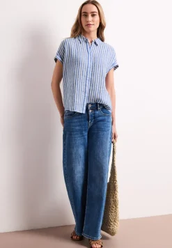 Gestreepte linnen blouse