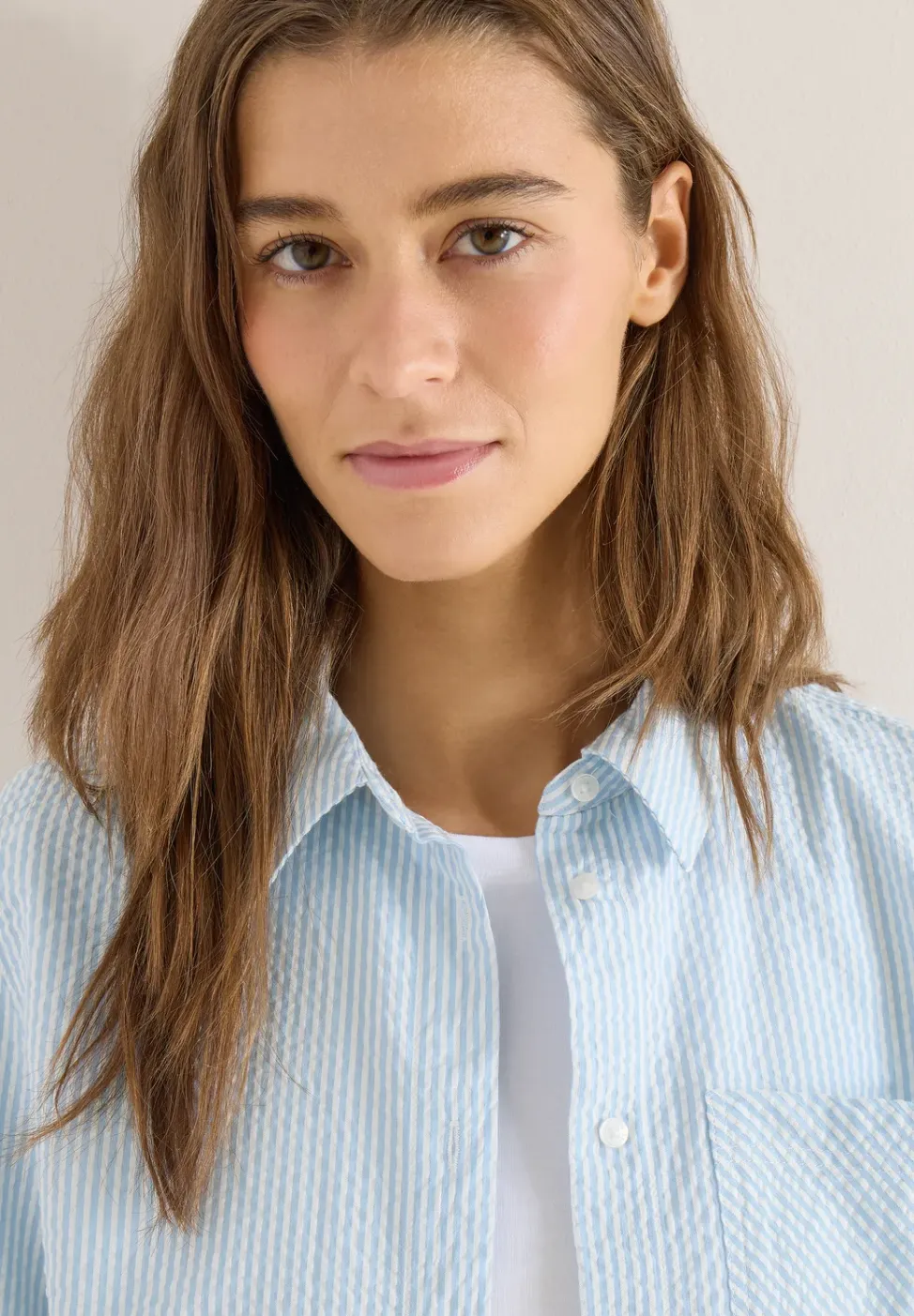 Gestreepte seersucker blouse