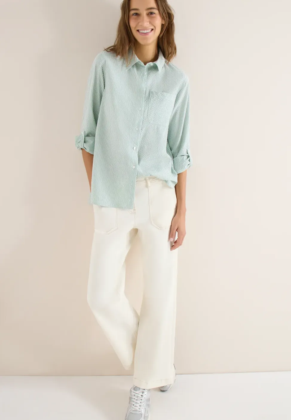 Gestreepte seersucker blouse