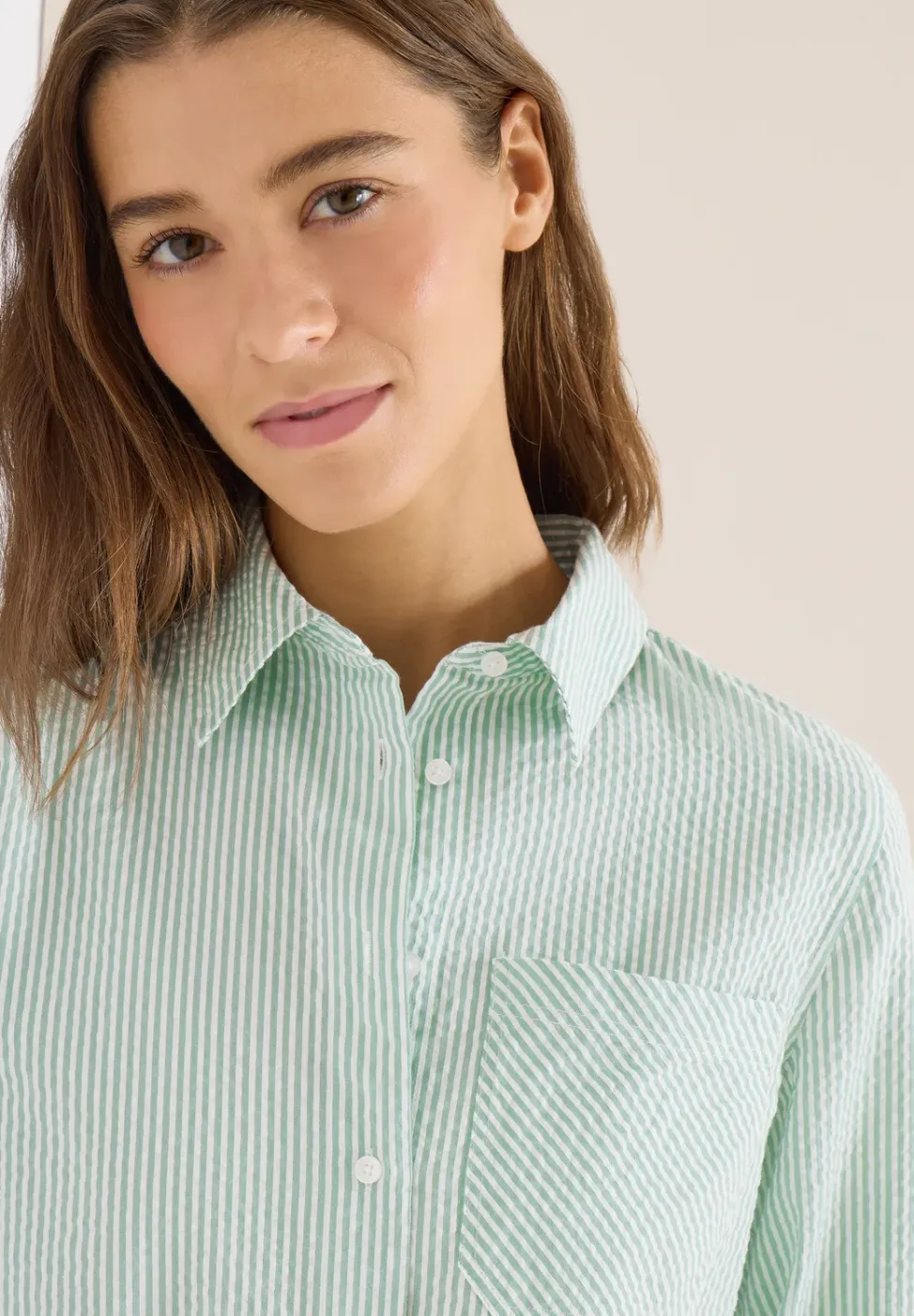 Gestreepte seersucker blouse