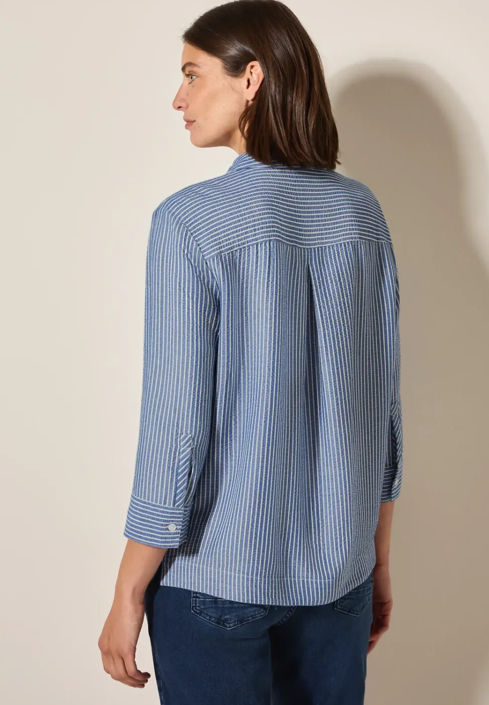Gestreepte seersucker blouse