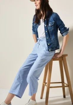 Gestreepte seersucker broek