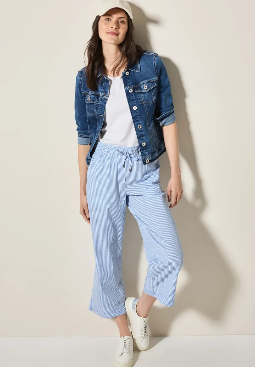 Gestreepte seersucker broek