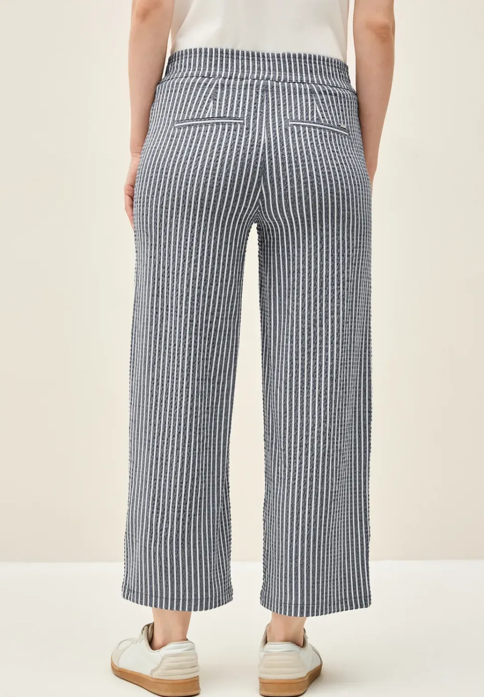 Gestreepte seersucker broek