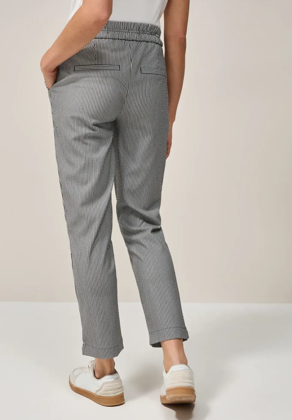 Gestreepte seersucker broek