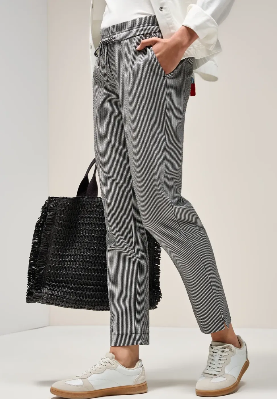 Gestreepte seersucker broek