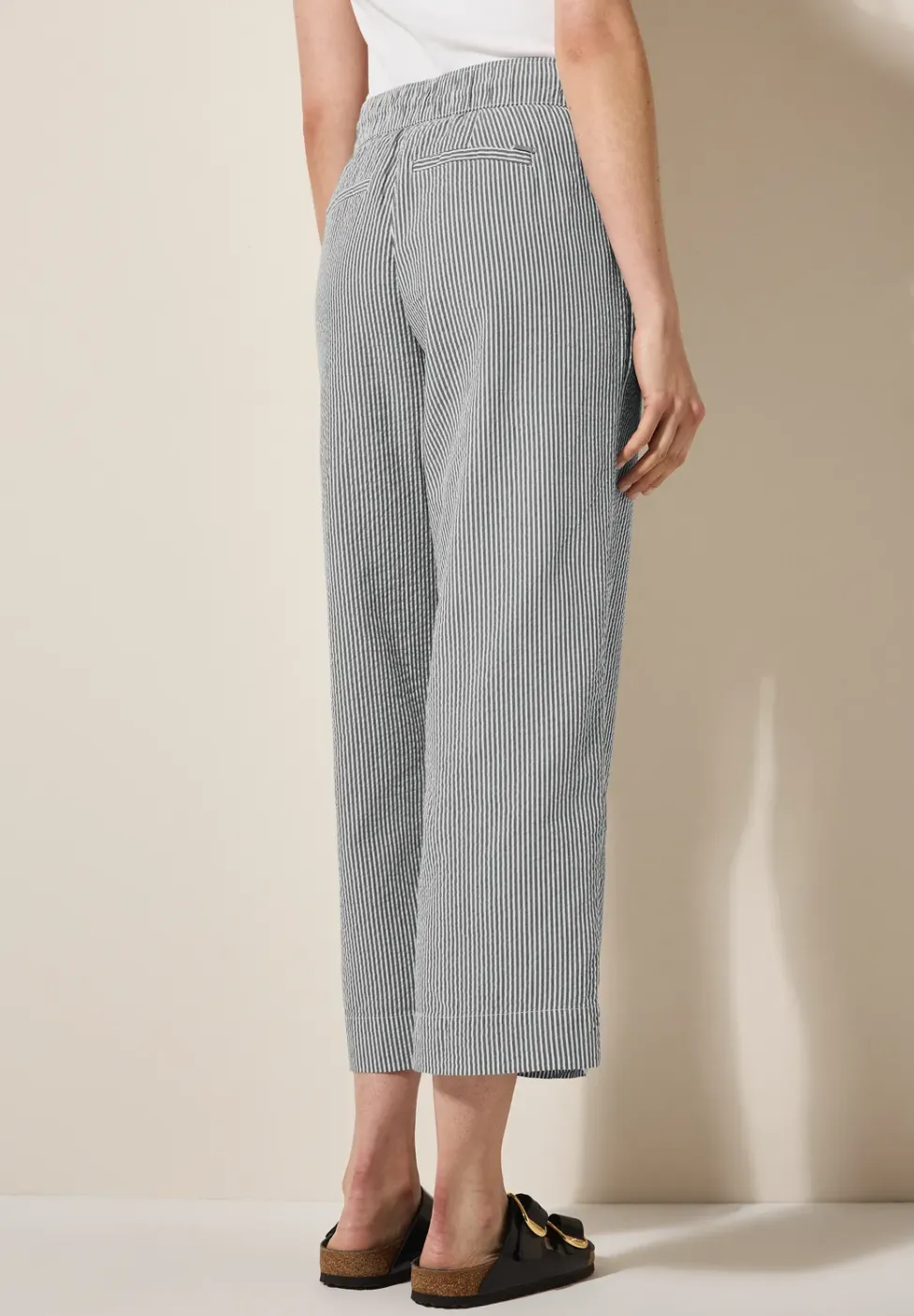 Gestreepte seersucker broek