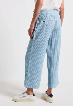 Gestreepte seersucker broek