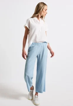 Gestreepte seersucker broek