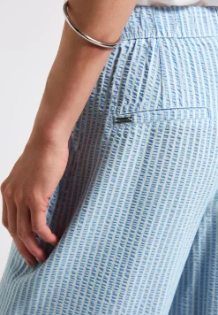 Gestreepte seersucker broek