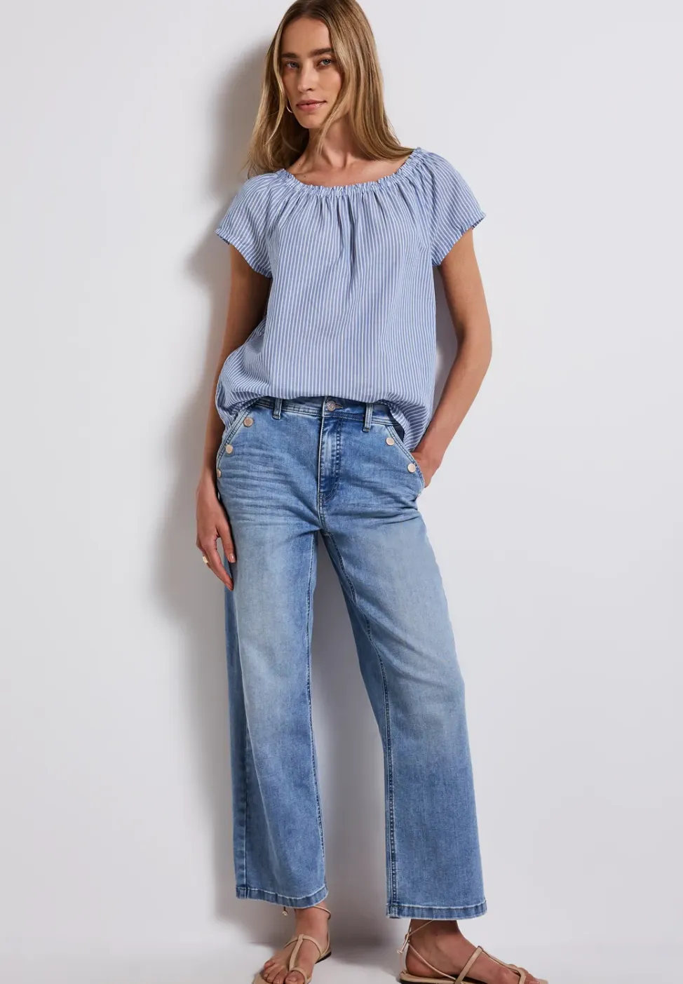 Gestreepte katoenen blouse