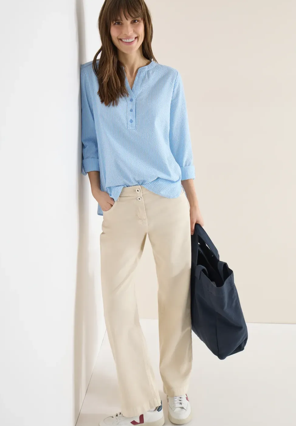 Gestreepte seersucker blouse