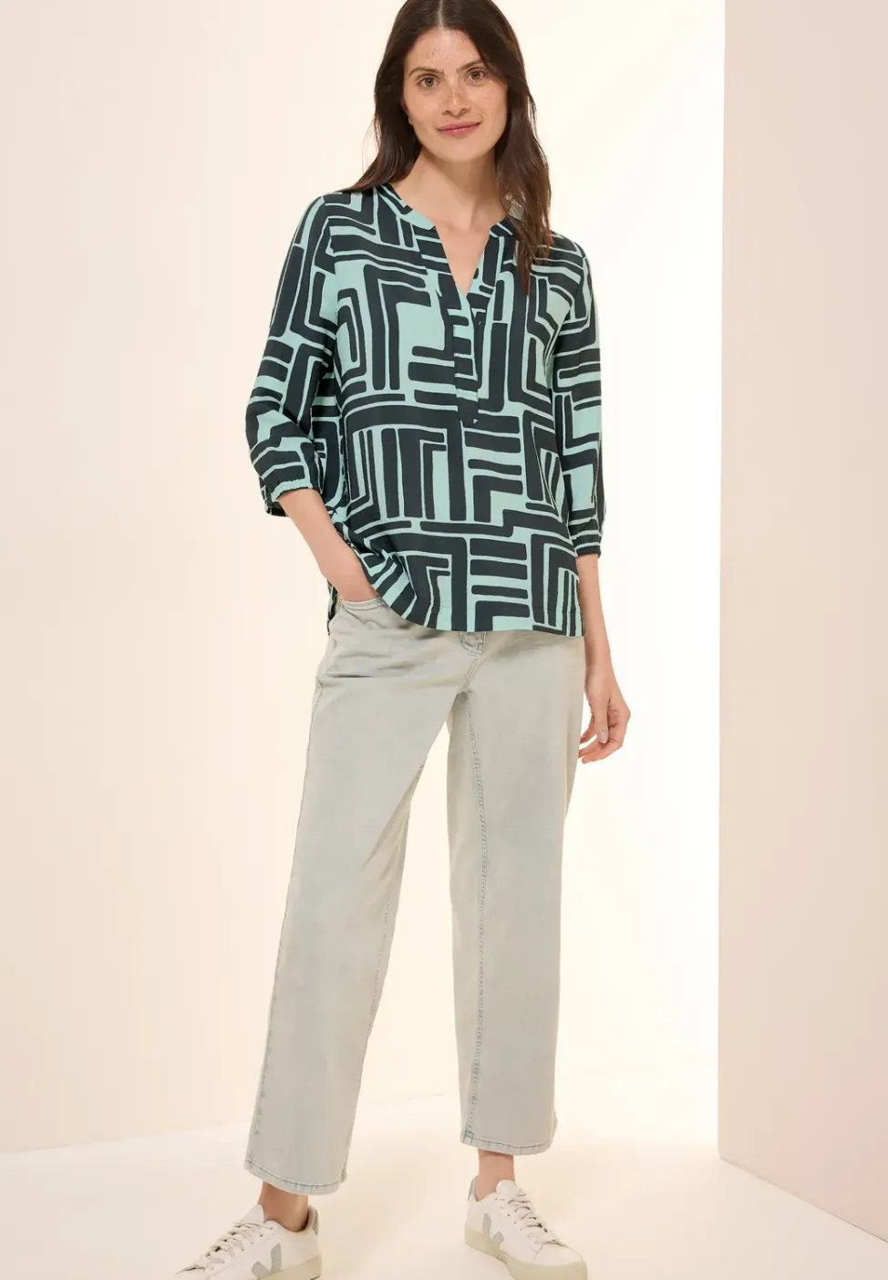 Gestructureerde blouse met patroon