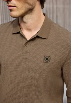 Gestructureerde polo met lange mouwen