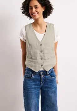 Gilet met V-hals en linnen knopen