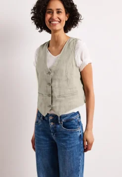 Gilet met V-hals en linnen knopen