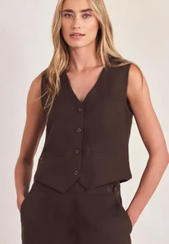 Gilet met V-hals en linnen knopen