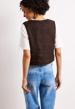 Gilet met V-hals en linnen knopen