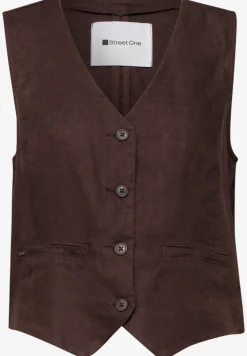 Gilet met V-hals en linnen knopen