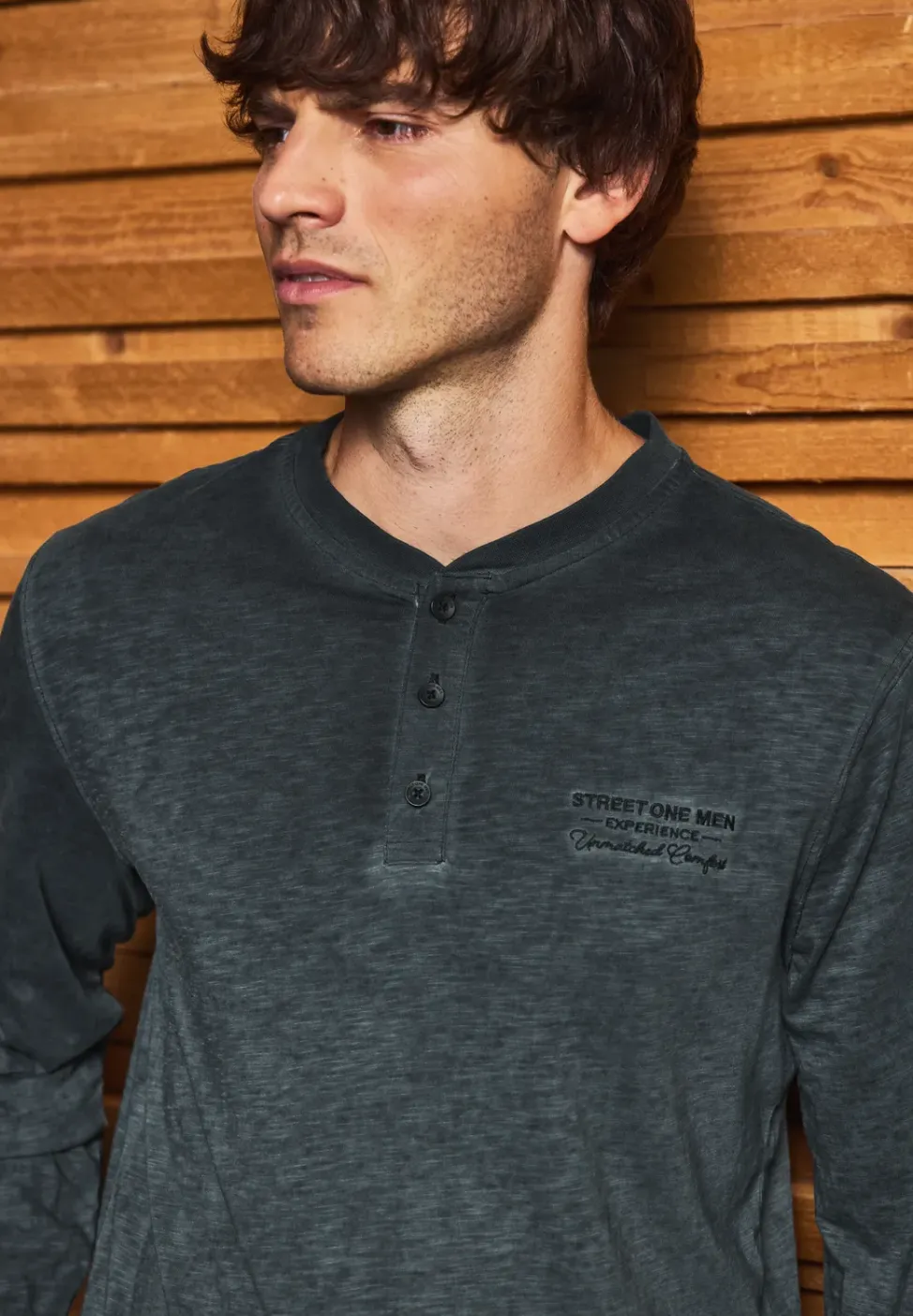 Henley shirt met lange mouwen