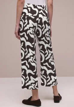 High Waist broek met Wide Legs en print