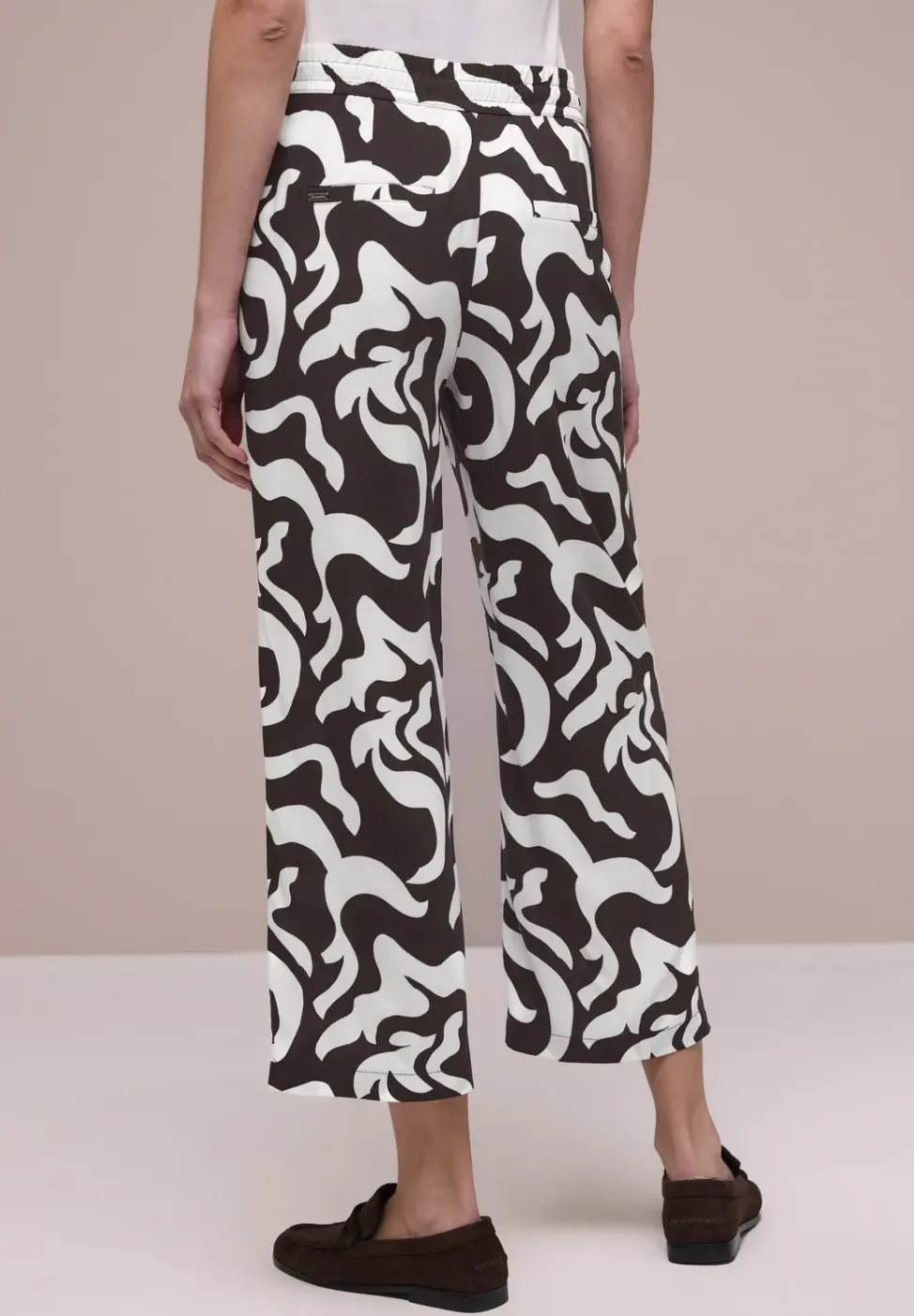 High Waist broek met Wide Legs en print
