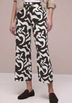 High Waist broek met Wide Legs en print