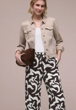 High Waist broek met Wide Legs en print
