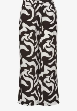 High Waist broek met Wide Legs en print