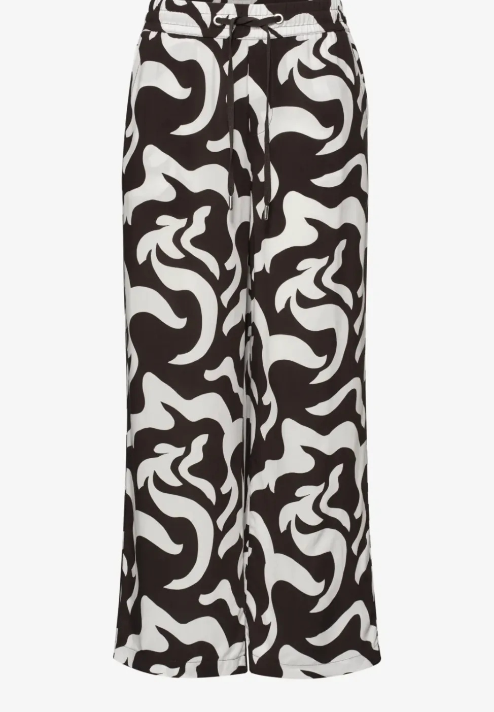High Waist broek met Wide Legs en print