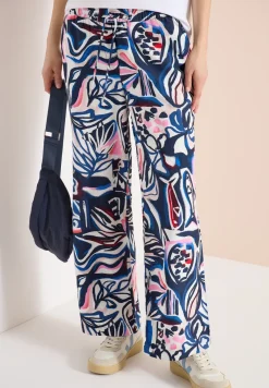 High Waist broek met Wide Legs en print