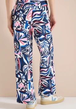 High Waist broek met Wide Legs en print