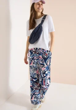 High Waist broek met Wide Legs en print