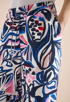 High Waist broek met Wide Legs en print