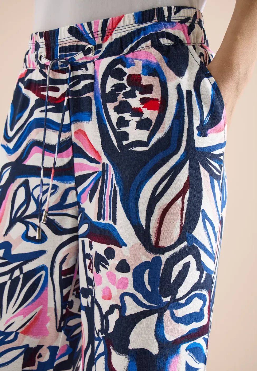 High Waist broek met Wide Legs en print