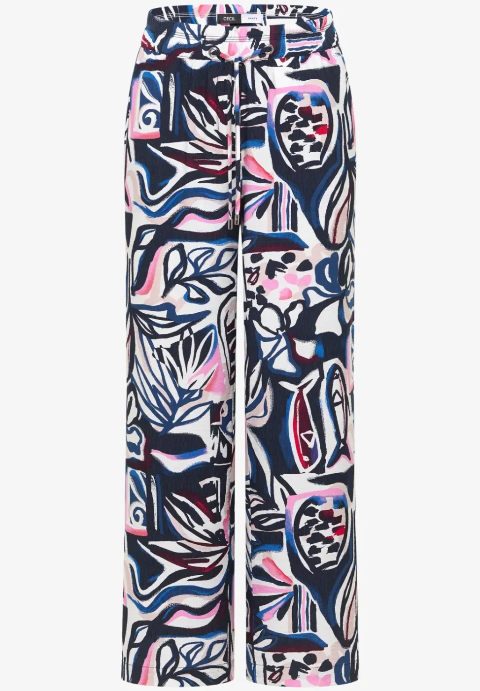 High Waist broek met Wide Legs en print